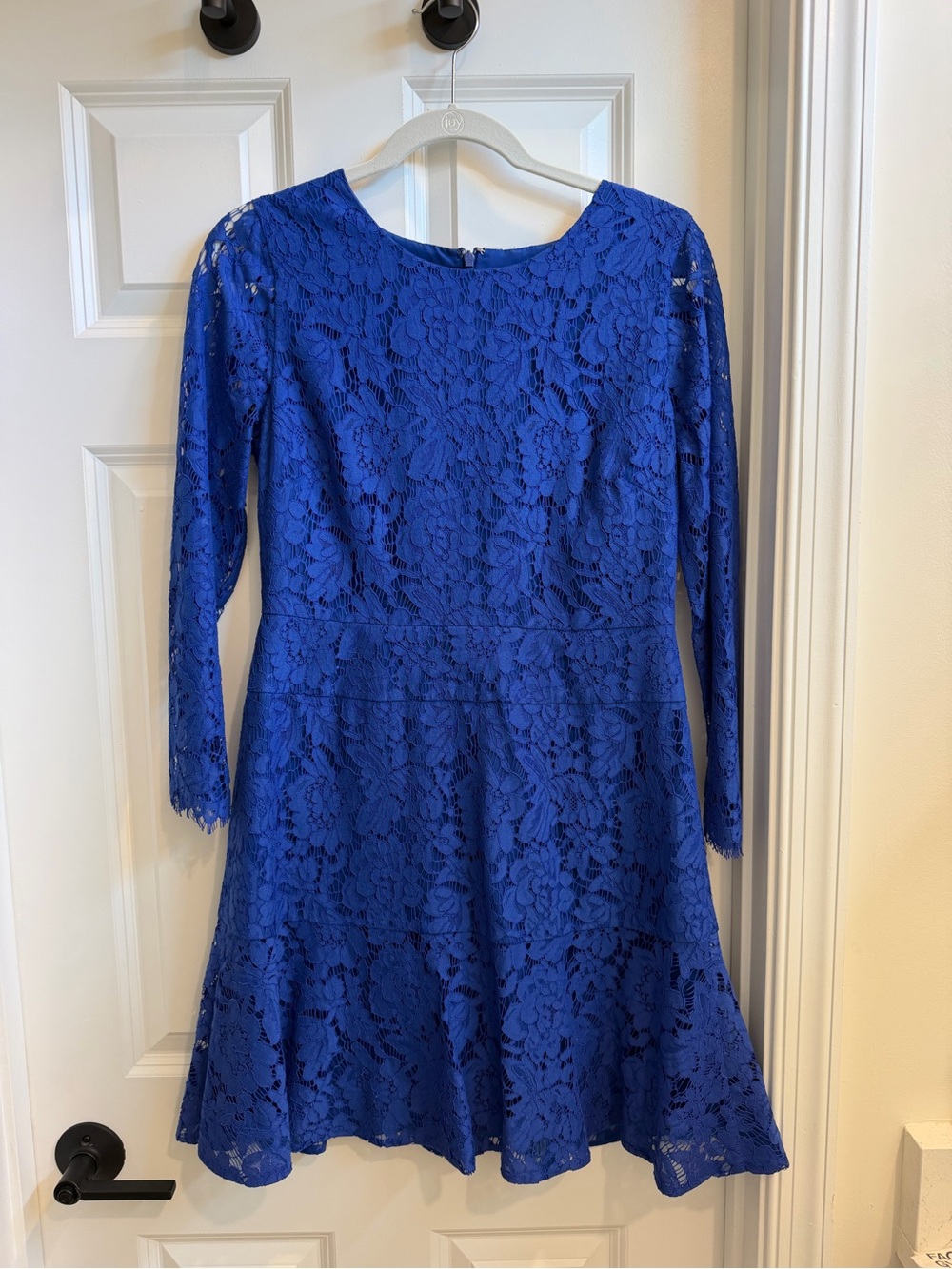 J. Crew Cobalt Blue Floral Lace Fit-and-Flare Dress